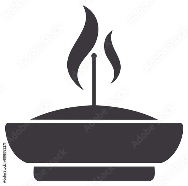 Fototapeta Burning Candle Icon Elegant Flame in Dark Incense Bowl Spiritual Light Vector