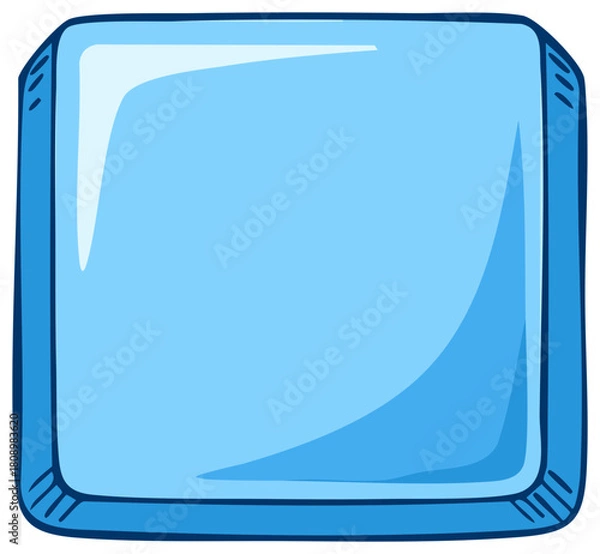 Fototapeta Cartoon Blue Square Shape with Hand Drawn Style Border and Soft Highlight