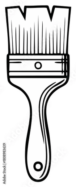 Fototapeta Stylized black and white illustration of a paintbrush with a thick handle