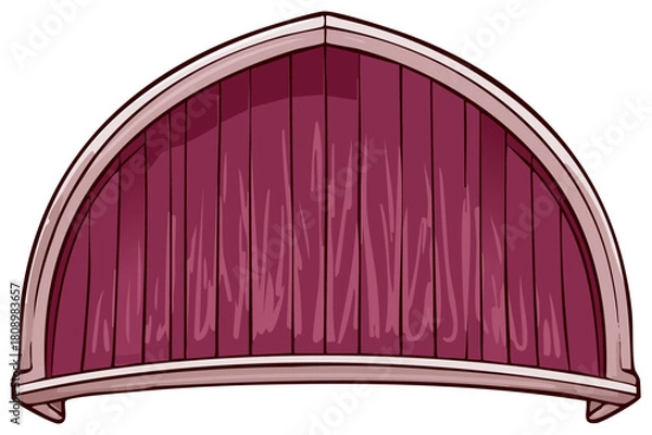 Fototapeta Elegant burgundy wooden framed stage backdrop design with burgundy draped curtains