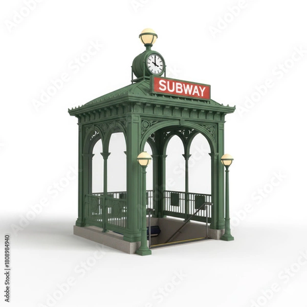 Obraz Subway Entrance Underground isolated white background