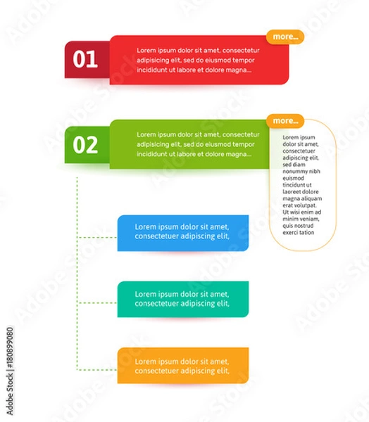 Fototapeta Steps elements for web interface. Infograph vector element. Infographic abstract template.