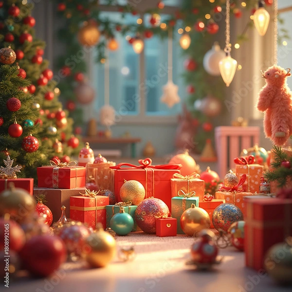 Obraz christmas tree and decorations