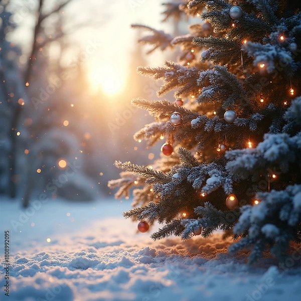 Obraz christmas tree with snow