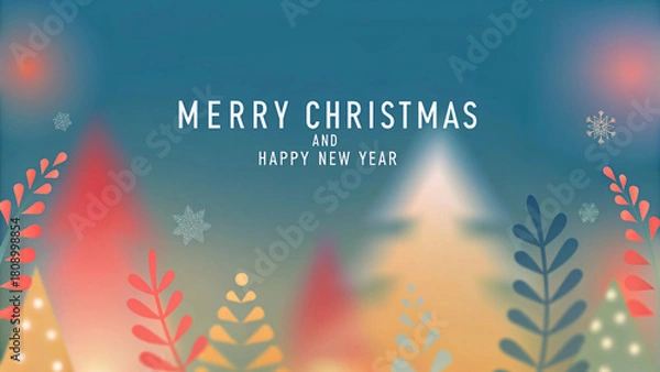 Obraz Merry Christmas and Happy New Year. Vector illustration for website banner, social media banner, greeting card, posters, covers, business and marketing material