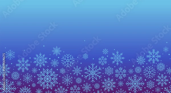 Fototapeta Christmas frame background with falling snowflakes. Vector illustration