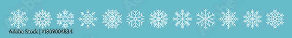 Obraz Set of snowflake with different variations. Vector illustration
