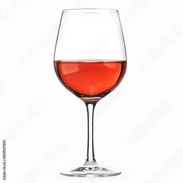 Fototapeta Ein Glas Rotwein, freigestellt vor weissem Hintergrund, Generative AI