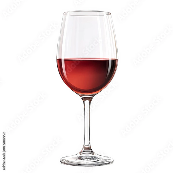 Fototapeta Ein Glas Rotwein, freigestellt vor weissem Hintergrund, Generative AI