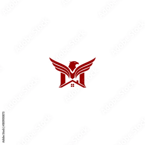 Obraz Abstract red eagle emblem graphic design vector illustration on white backdrop