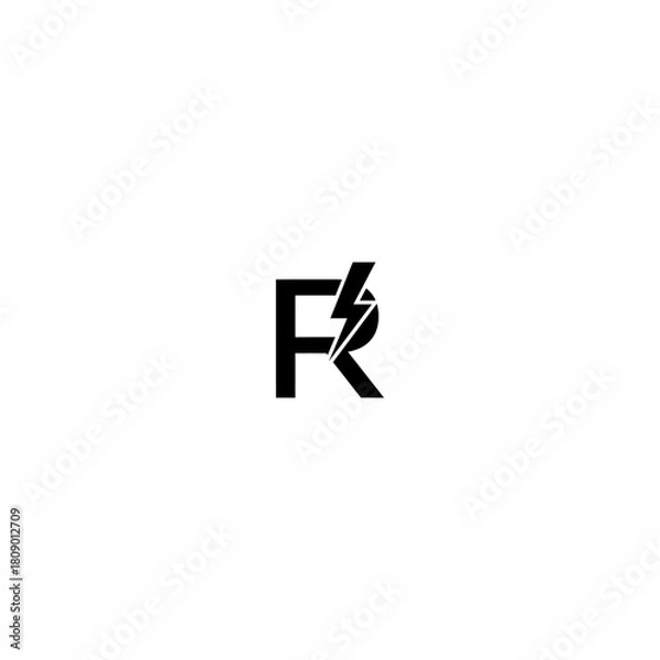 Obraz Abstract letter fr initial logo with lightning bolt for modern branding