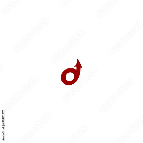 Obraz Abstract red symbol with arrow pointing upward on clean white background