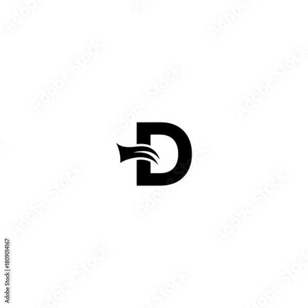Obraz Elegant black letter d logo with wing design on white background