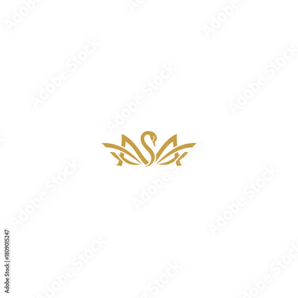 Obraz Elegant golden swan logo design on white background for versatile applications