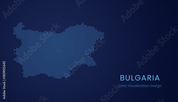 Fototapeta Bulgaria dotted digital map for data visualization design