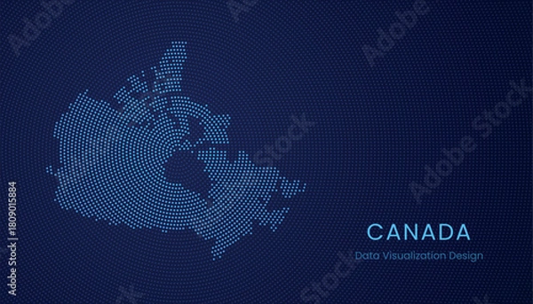 Fototapeta Canada dotted digital map for data visualization design