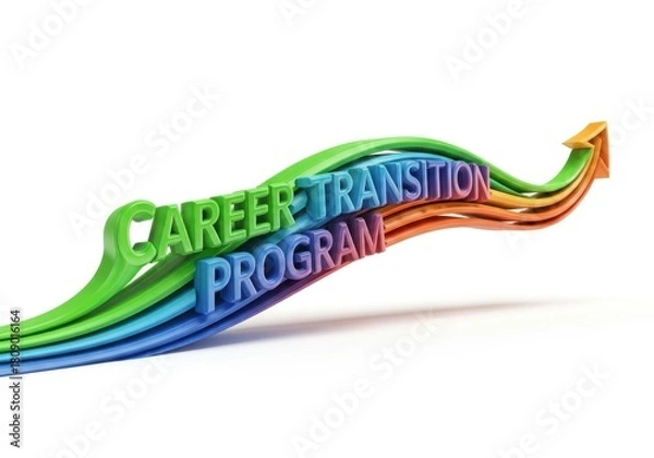 Fototapeta Colorful career transition program text isolated on white background