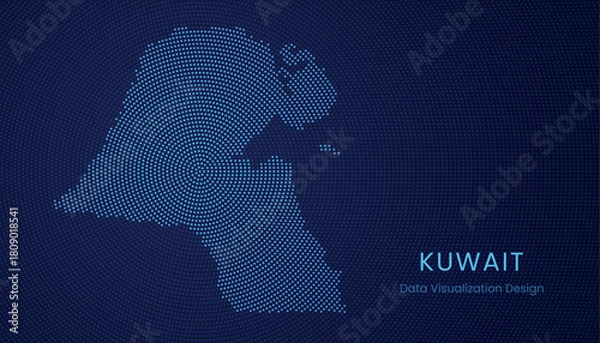 Fototapeta Kuwait dotted digital map for data visualization design