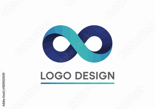 Fototapeta An elegant logo design featuring an infinity symbol, conveying concepts of continuity, growth, and infinite possibilities in a sleek and modern style.
