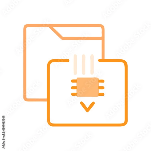 Fototapeta Icon representing data import with file folder and arrow, symbolizing technology and efficiency