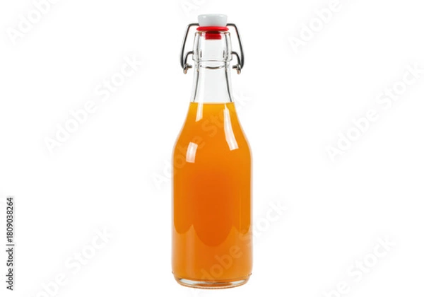 Obraz Isolated bottle of fresh orange juice for healthy diet, nutrition, beverage, and ingredient use