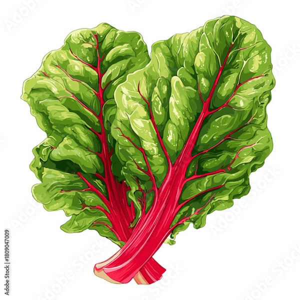 Fototapeta Vector illustration of fresh red chard isolated on a white background