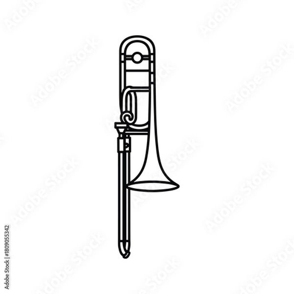 Fototapeta A line art icon of a trombone isolated on