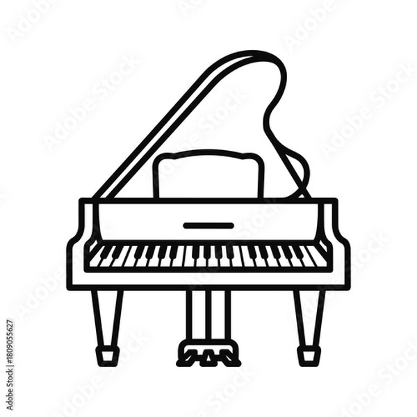 Fototapeta Grand piano isolated on in line art style