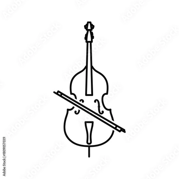 Fototapeta Cello musical instrument with bow isolated on in vector style