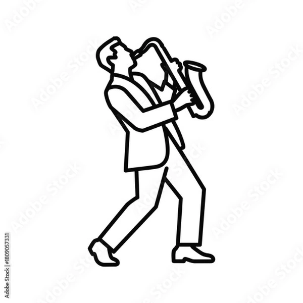 Fototapeta A man playing saxophone icon isolated on for music concepts