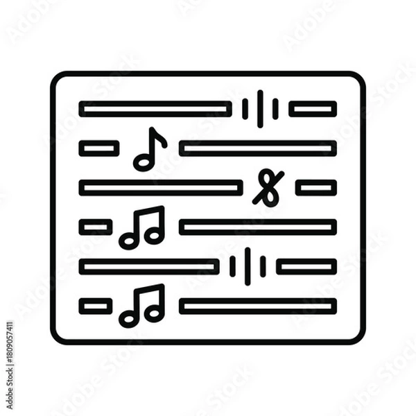 Fototapeta Music equalizer with notes isolated on in simple line art