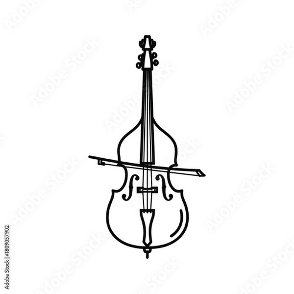 Fototapeta Double bass outline isolated on for design and decoration