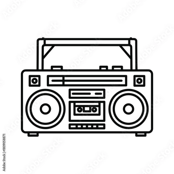 Fototapeta Retro boombox isolated on in vector format for music lovers