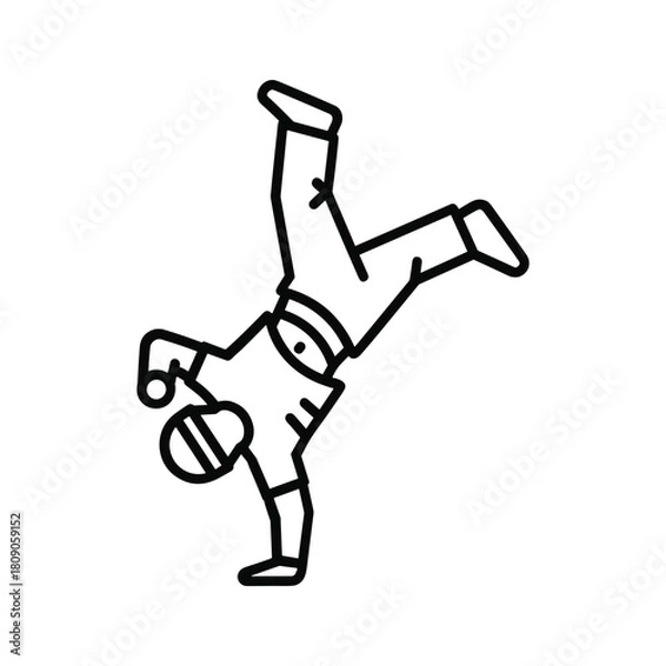 Fototapeta Breakdancer doing a handstand isolated on, street dance concept