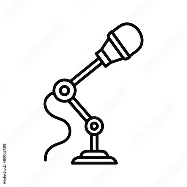 Fototapeta Microphone on stand isolated on for podcast or recording