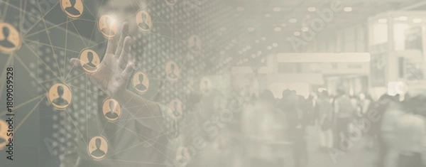 Obraz Digital social network interface with hand selecting user icon