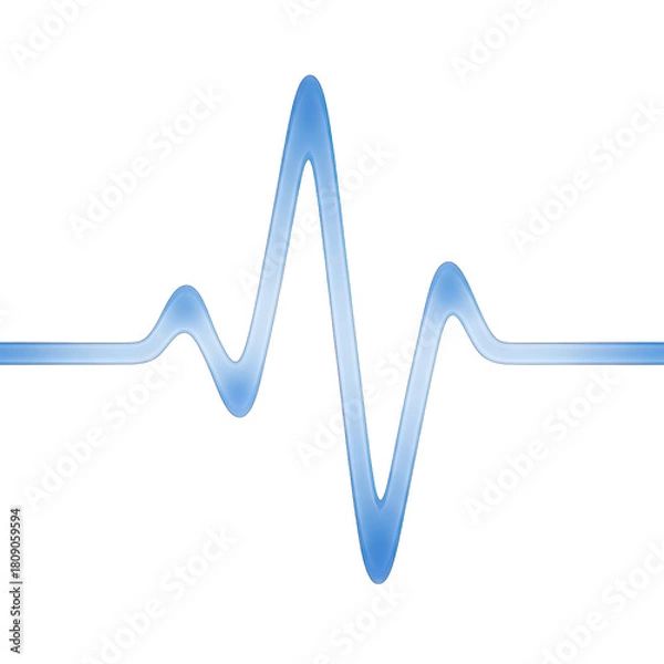 Fototapeta Abstract Blue Waveform Pulse Graphic Isolated on Black Background with Subtle Glow and Reflection Minimalist Design