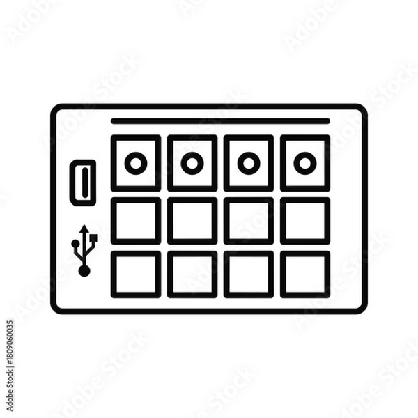 Fototapeta Sound control panel with usb port isolated on