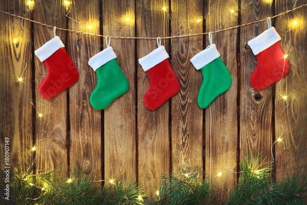 Obraz Christmas decorations with socks