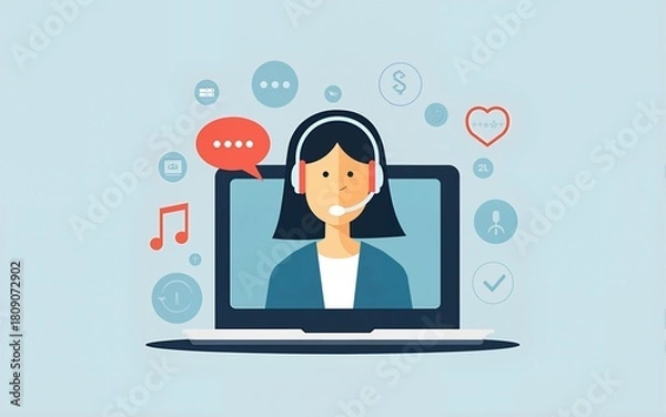 Fototapeta Customer service web icon vector illustration concept with icon of support, help, advice, contact, feedback, quality, reliable, results. High quality