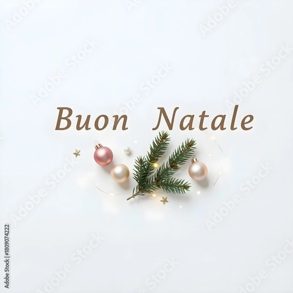 Fototapeta Simple Elegant Christmas Scene With “Buon Natale” Text