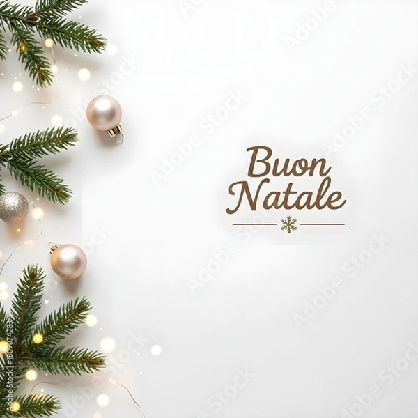 Fototapeta Simple Elegant Christmas Scene With “Buon Natale” Text