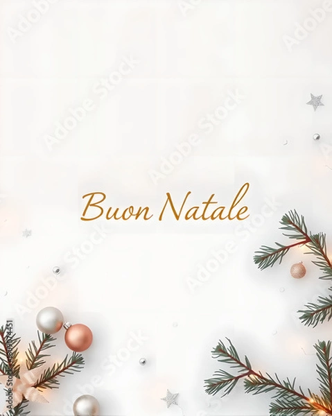 Fototapeta Simple Elegant Christmas Scene With “Buon Natale” Text