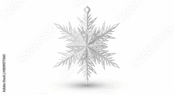 Fototapeta Intricate white snowflake ornament isolated on clean white background