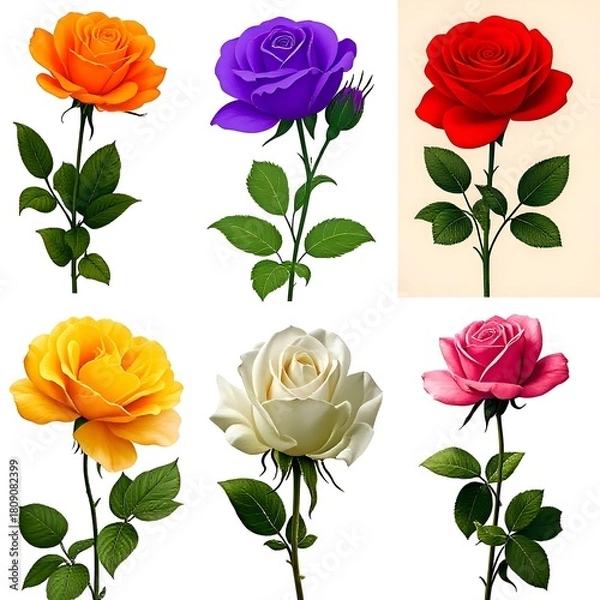 Fototapeta set of roses vector