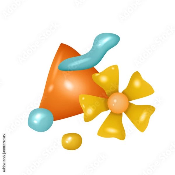 Obraz 3d Abstract composition. Organic geometric forms background, cute colorful glossy elements, liquid doodle art graphic for design. Creative fluid y2k minimal blob. Vector isolated illustration