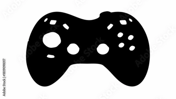 Fototapeta Illustration of a black gamepad with white buttons for gaming on a white background design element