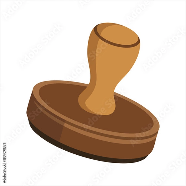 Fototapeta Brown imprint tool for document stamping isolated vector illustration on white background