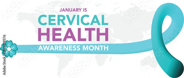 Obraz Cervical cancer awareness month is observed every year in january. January is cervical cancer awareness month. Vector template for banner, greeting card, poster with background. Vector illustration