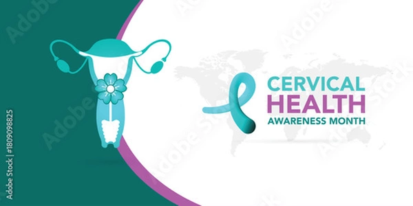 Obraz Cervical cancer awareness month is observed every year in january. January is cervical cancer awareness month. Vector template for banner, greeting card, poster with background. Vector illustration